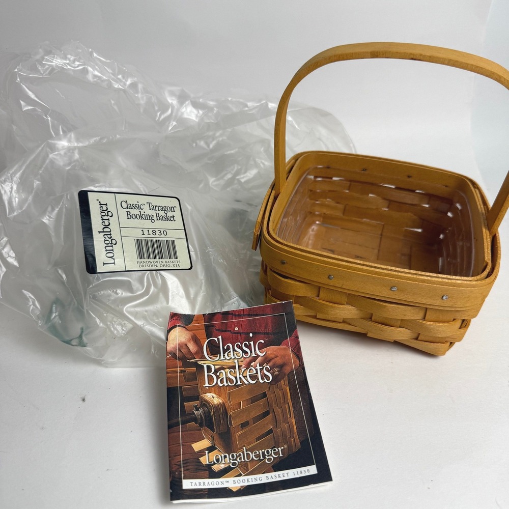 Longaberger Classic Tarragon Booking Basket 11830‎ with Plastic Protector Liner